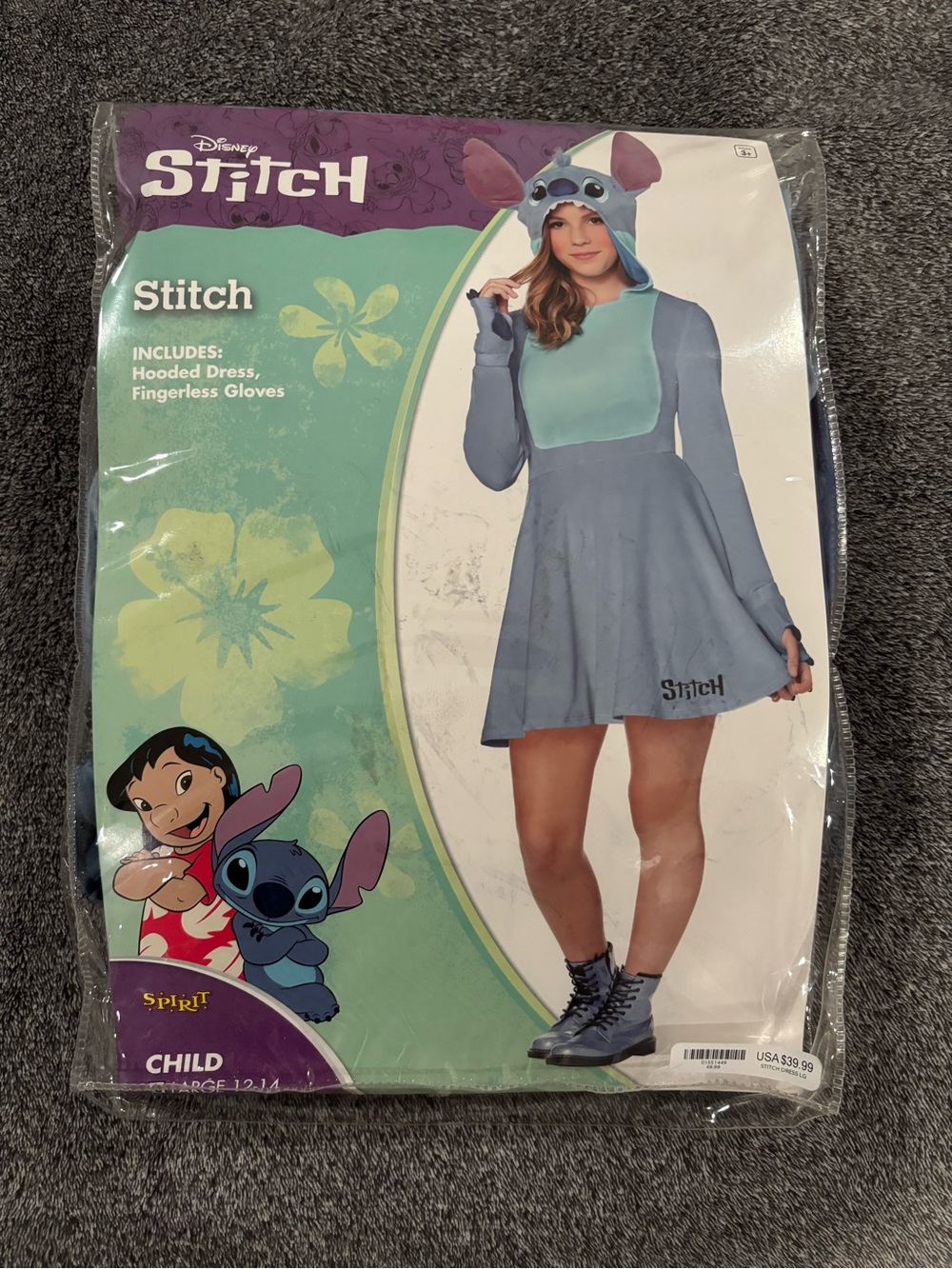 Spirit Halloween Disney Stitch Costume Girls size Large 12-14